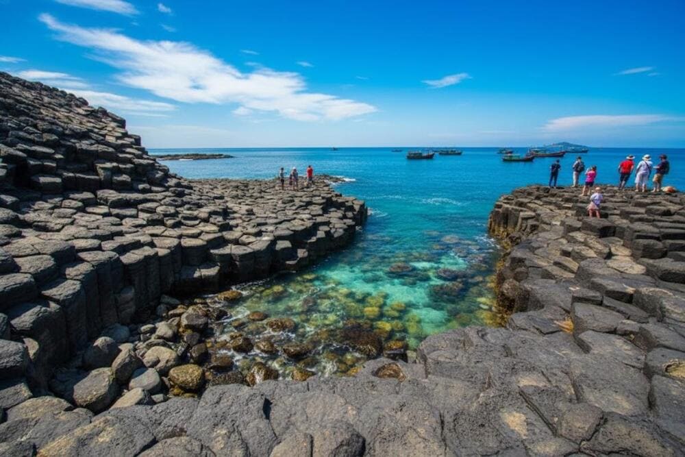 G&agrave;nh Đ&aacute; Đĩa l&agrave; kiệt t&aacute;c thi&ecirc;n nhi&ecirc;n độc đ&aacute;o với những khối đ&aacute; bazan xếp lớp như chiếc đĩa khổng lồ b&ecirc;n bờ biển Ph&uacute; Y&ecirc;n